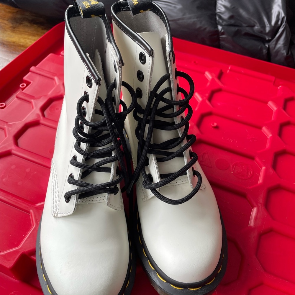 Dr. Martens White Combat Boots with Black Laces IV